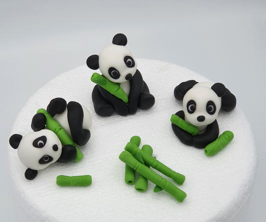 Baby Pandas Fondant Cake Toppers