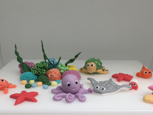 Underwater Sea Creatures, Seabed Fondant Cake Toppers